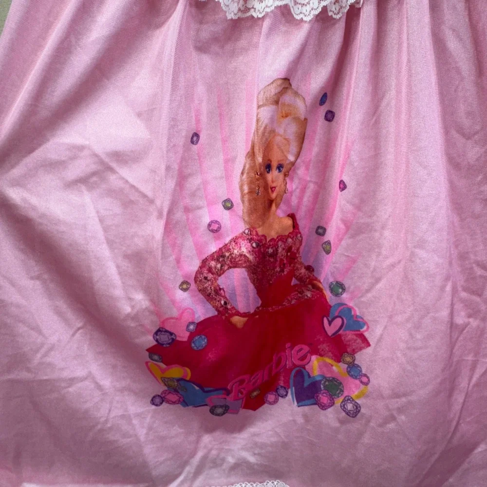 Barbie Vintage 90s Nightgown Girls Size 4/5 Pink Lace Barbiecore Mattel Set of 2
